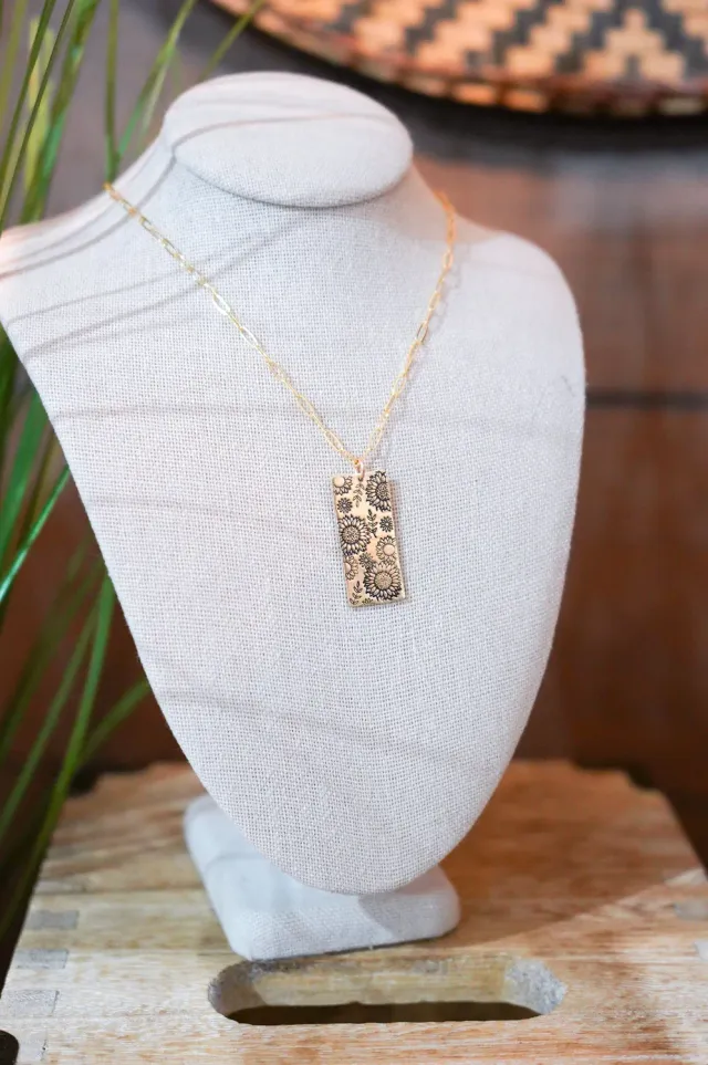 WordsByHeartCo Sunflower Fields collana pendente argento 925