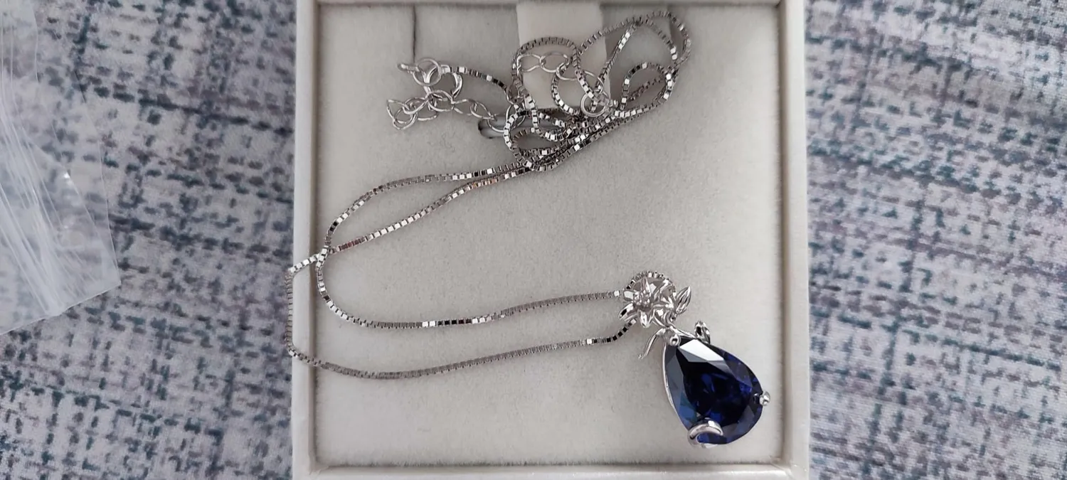 YL Giglio collana argento 925 pietra pera