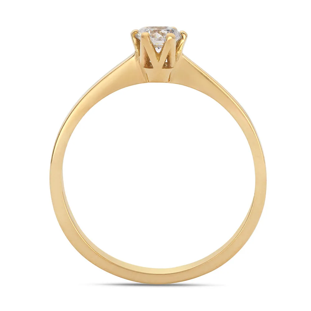 Sinico Solitario Classico 6 Punte Anello oro giallo zirconia