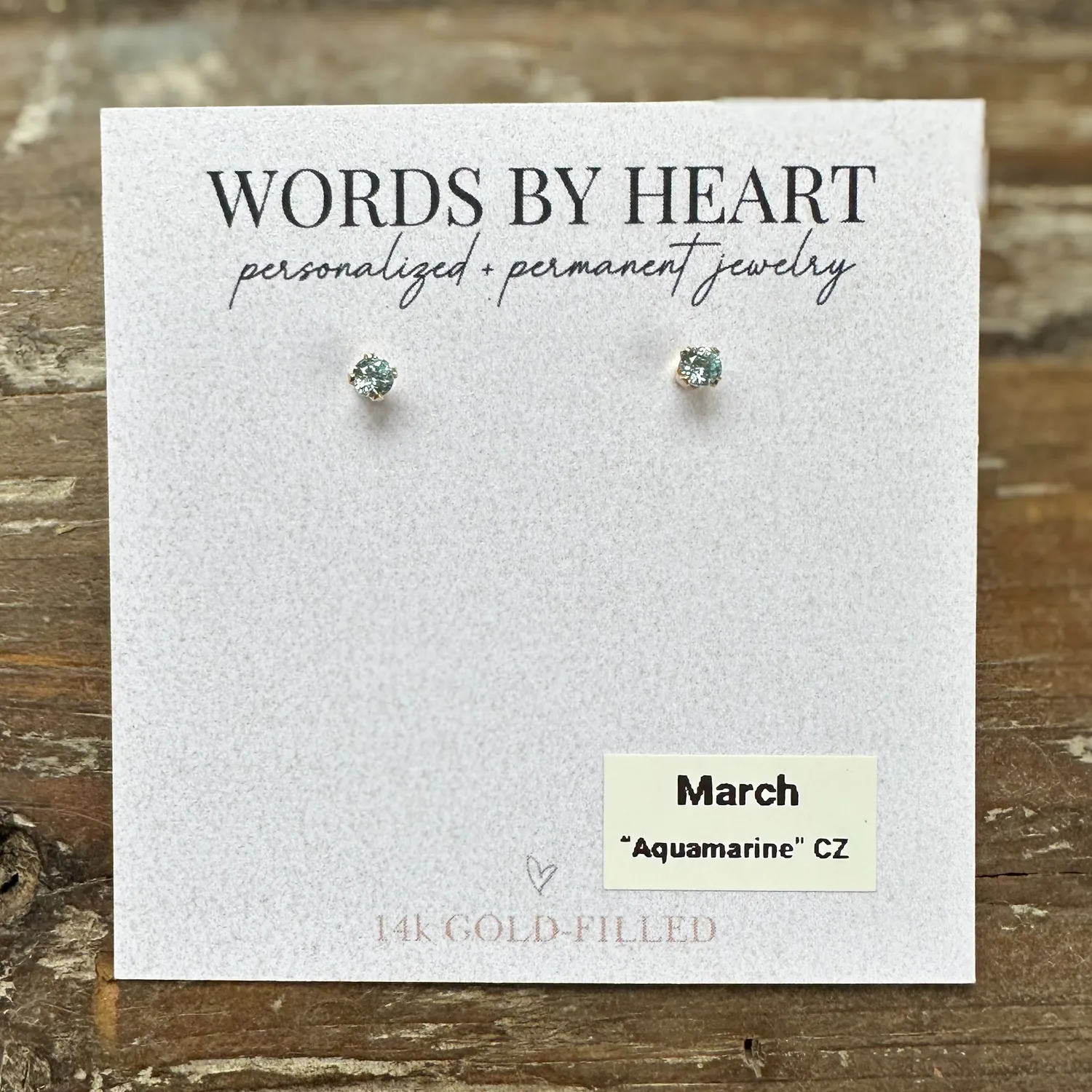 WordsByHeartCo Birthstone 3mm Orecchini argento aprile