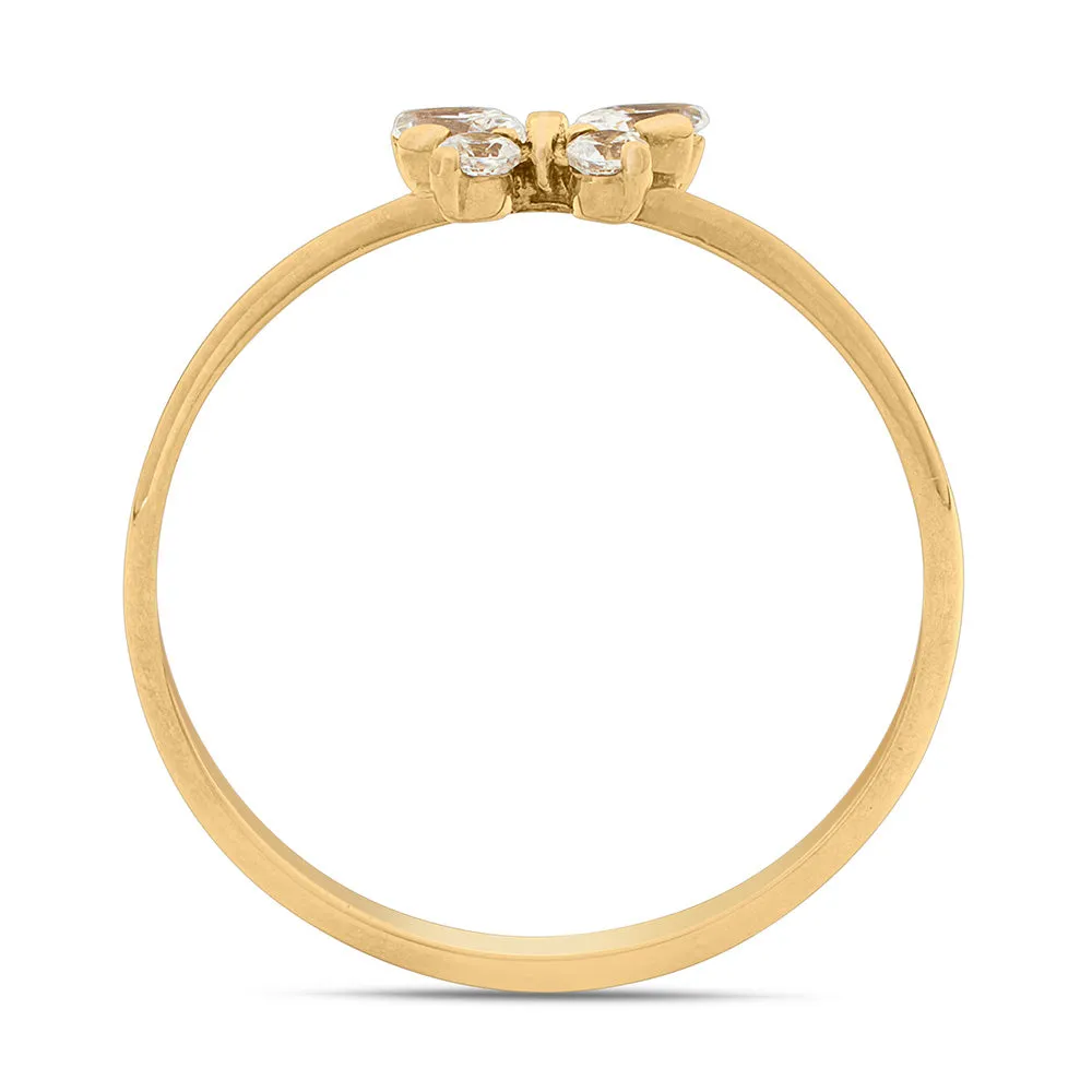 Sinico Classic Farfalla anello oro giallo zirconi bianchi