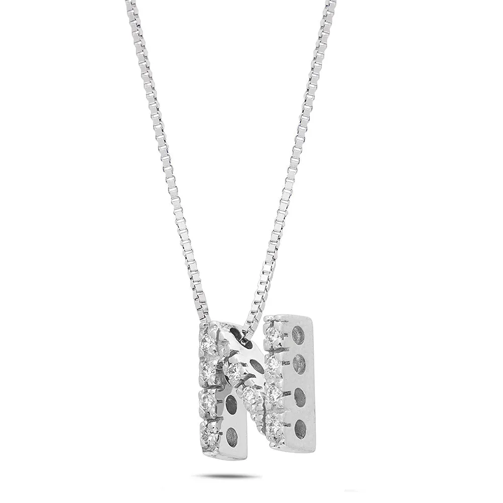 Sinico Letters N piccola collana oro bianco diamanti 42cm