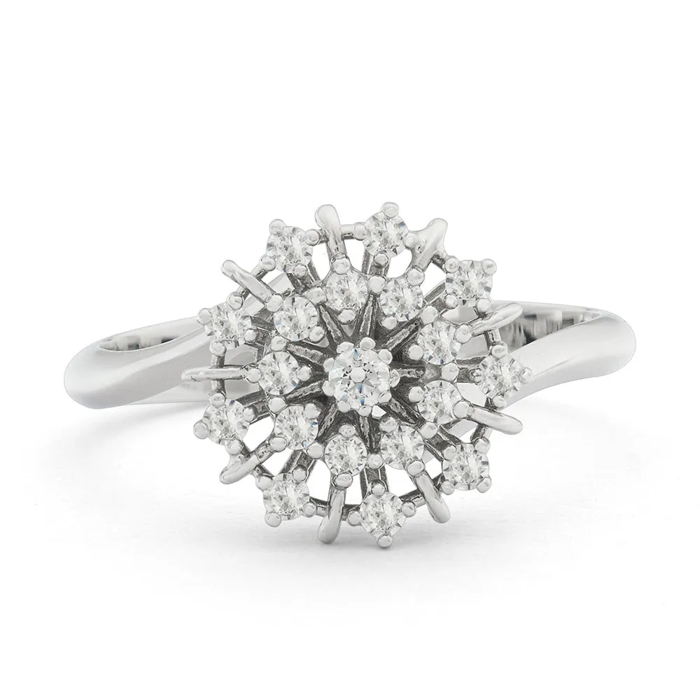 Sinico Classic anello fiocco neve oro bianco 18Kt zirconi