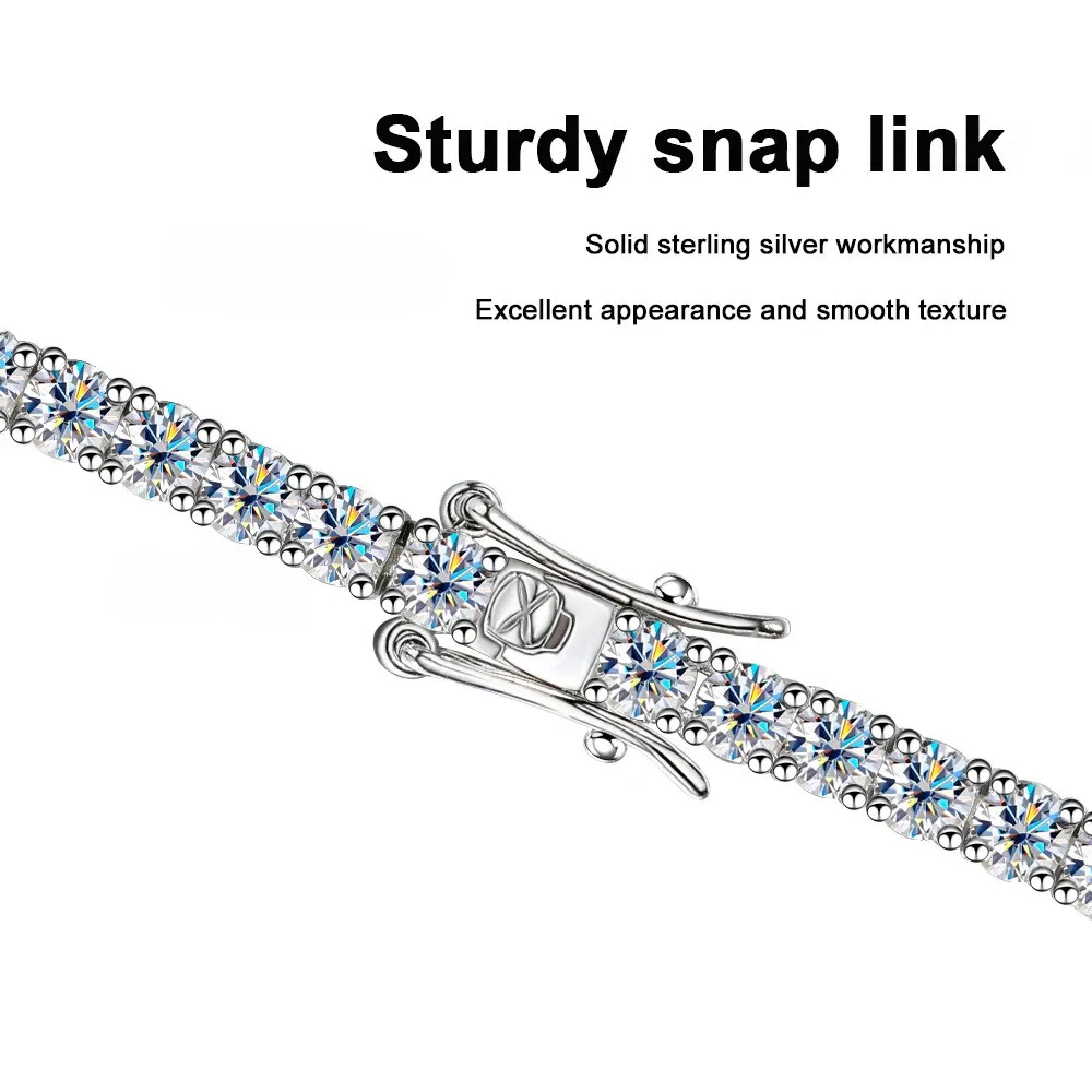 MODIAN Moissanite Tennis bracciale argento 4 mm 18 cm