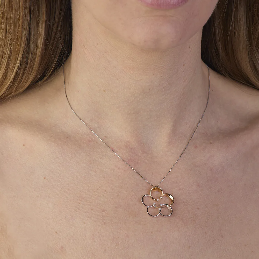 Sinico Riflessi Fiore collana oro bianco rosa diamanti