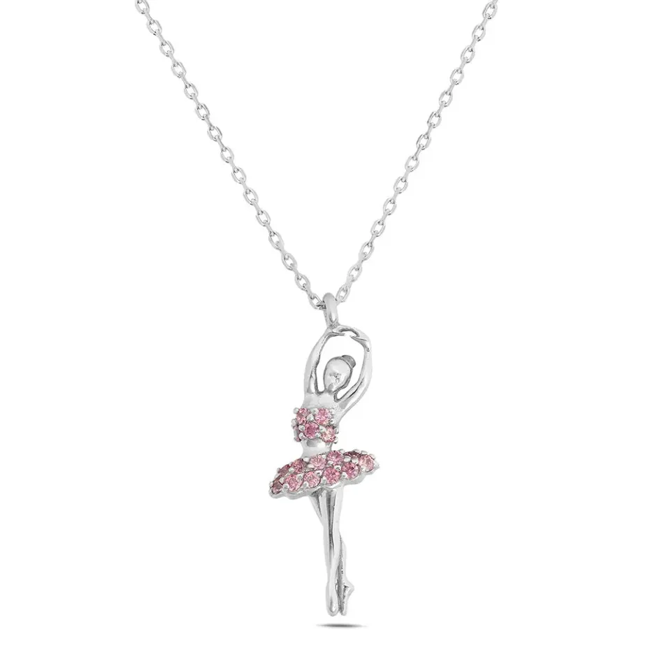 Sinico Dance ballerina collana oro bianco zirconia rosa