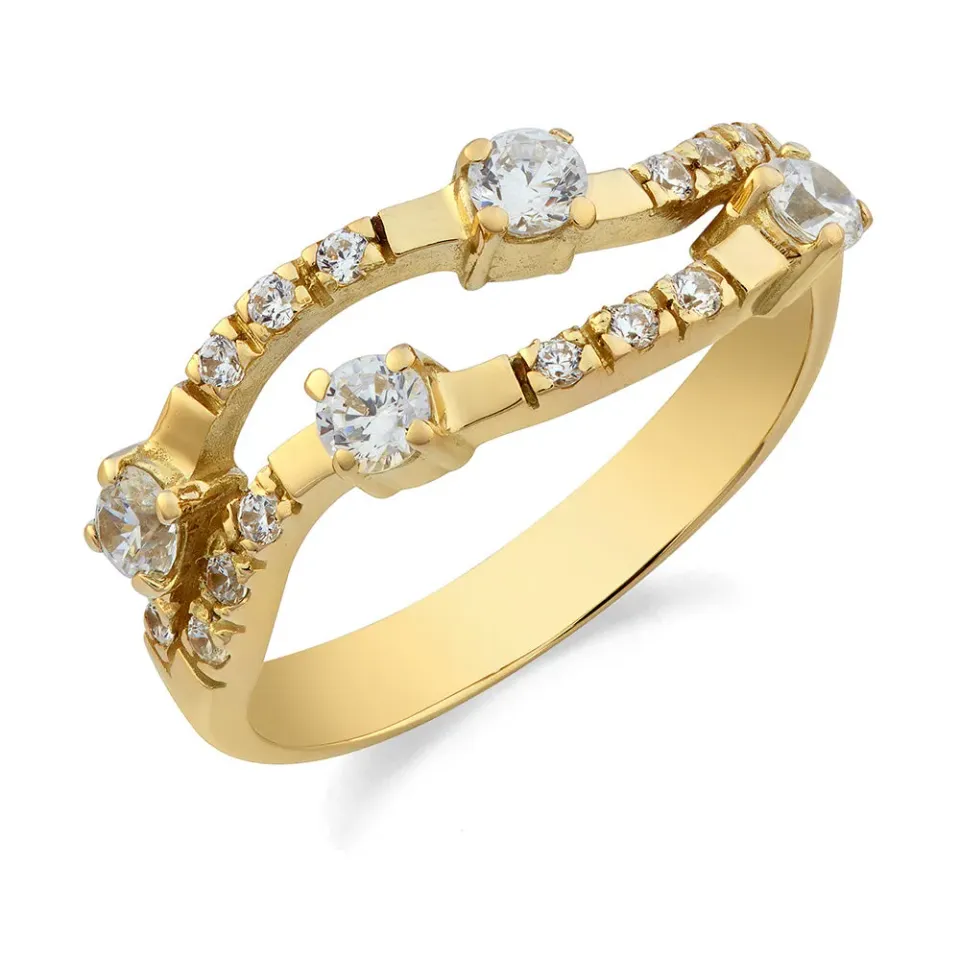 Sinico Rivière 2 file anello oro giallo zirconi misura 13