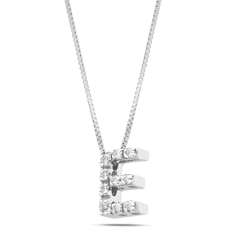 Sinico Letters lettera E piccola collana oro 42 cm diamanti