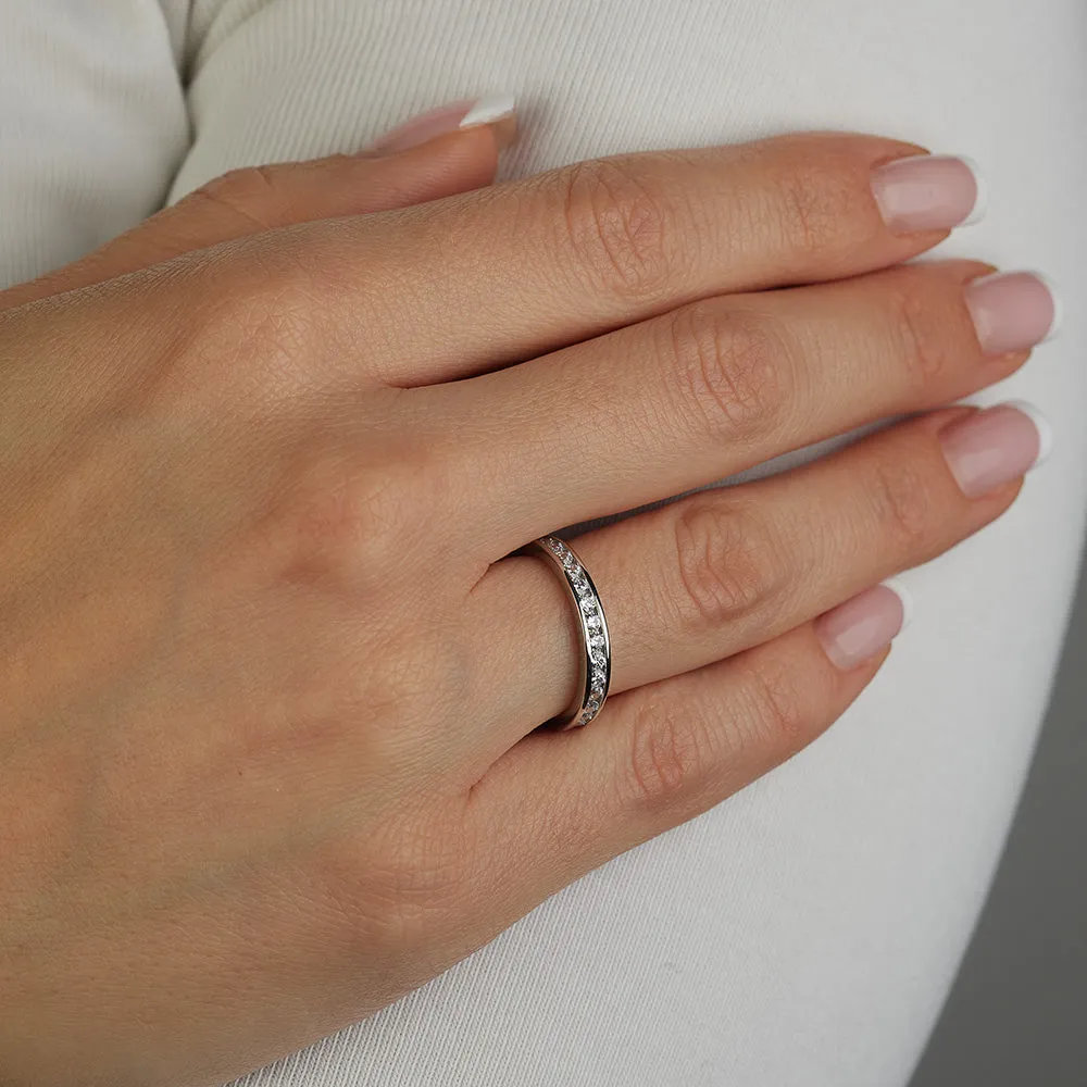 Sinico Eternity Binario anello oro bianco zirconi bianchi