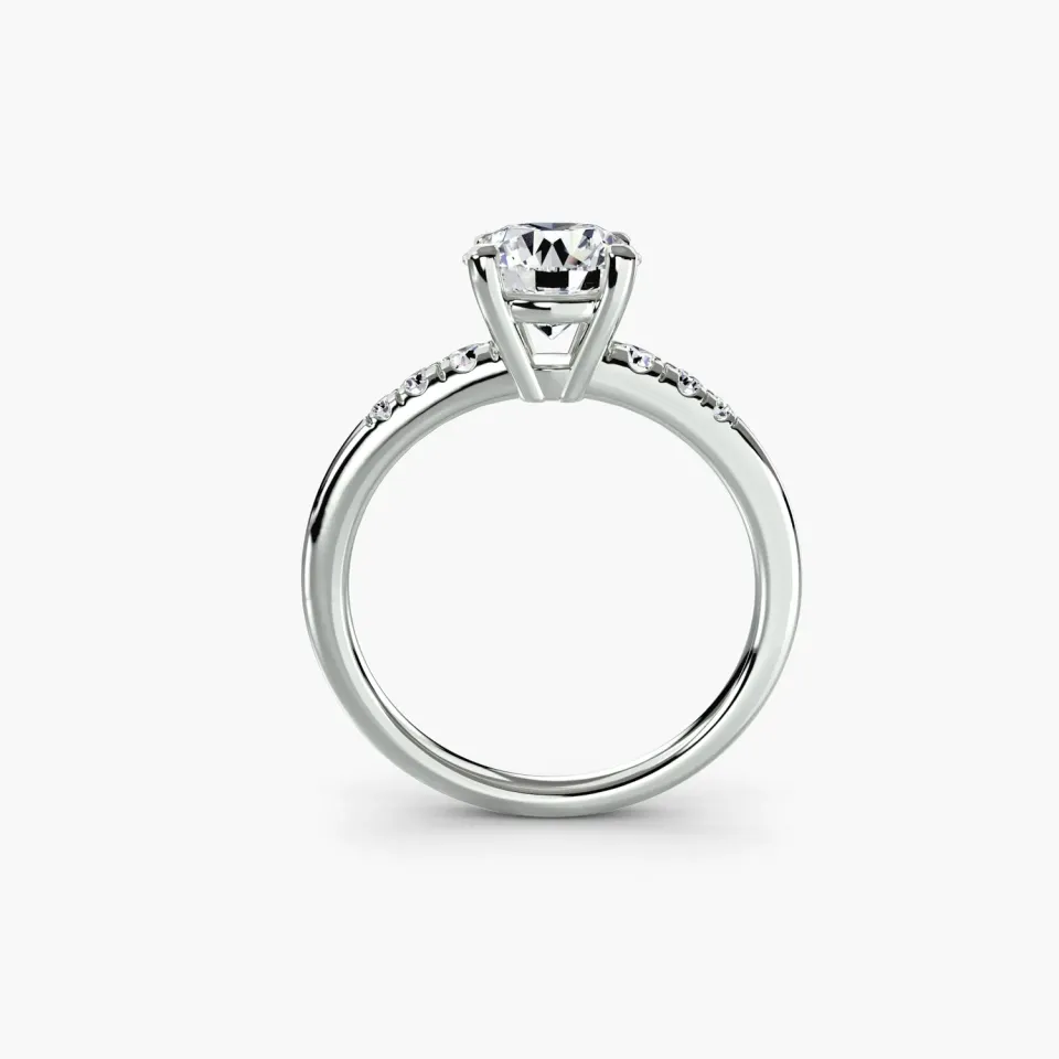 SINICO Solitaire with Shoulder Accents anello oro 14kt pavé