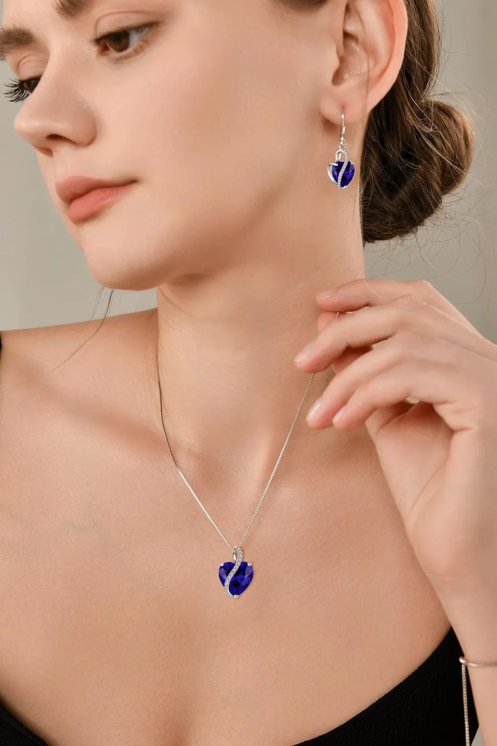 YL Cuore collana argento 925 zaffiro settembre