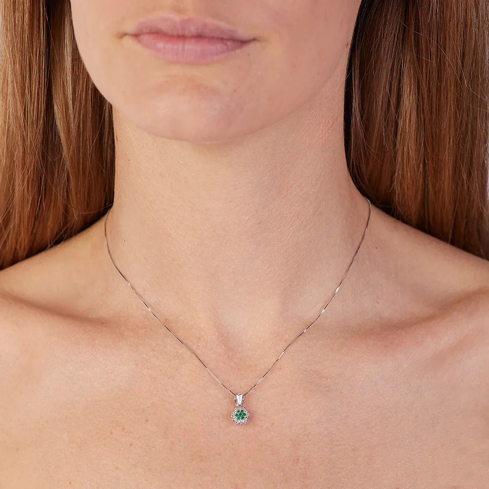 Sinico Flowers Classic fiore medio collana oro diamanti smeraldi