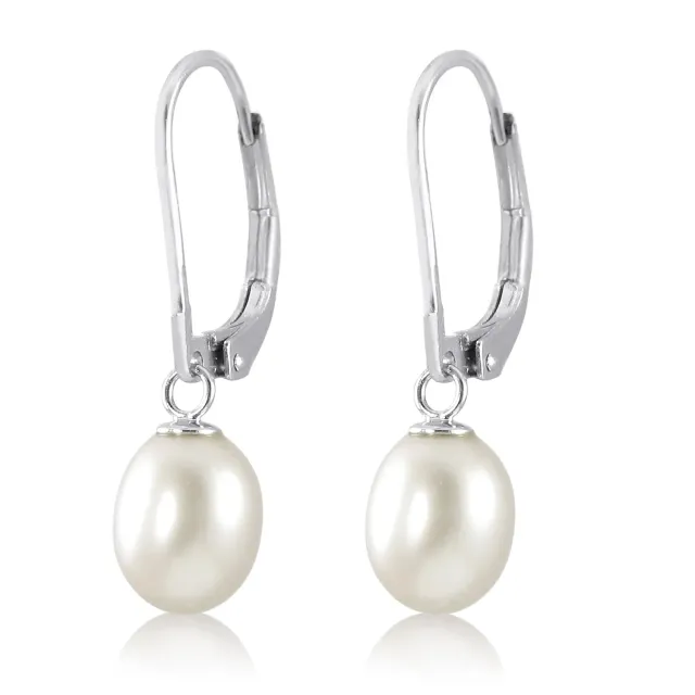 Kezef Perla Bianca orecchini argento 7-8 mm leverback