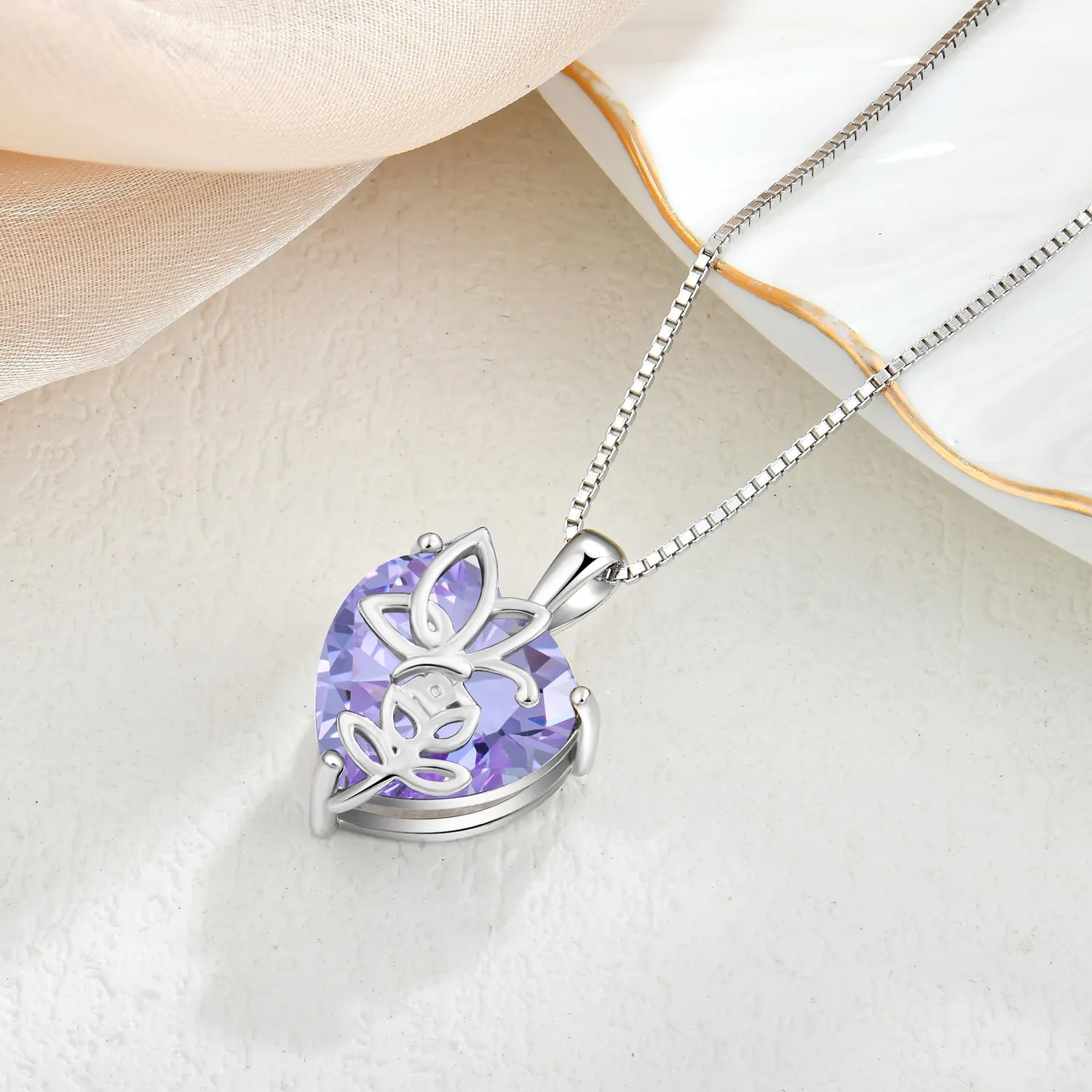 YL Cuore Rosa Farfalla collana alessandrite giugno argento 925