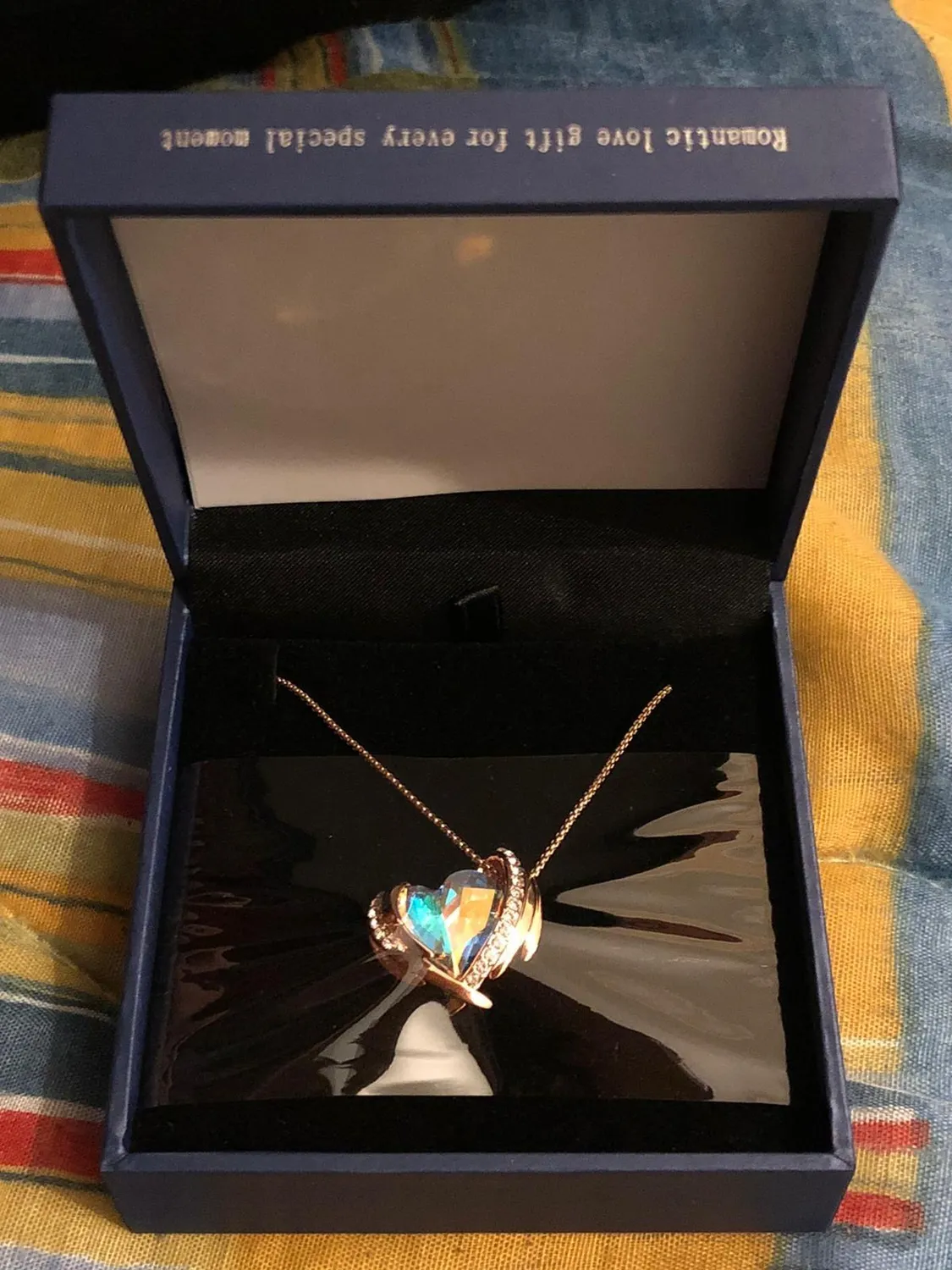 CDE collana cuore angelo oro rosa cristalli birthstone