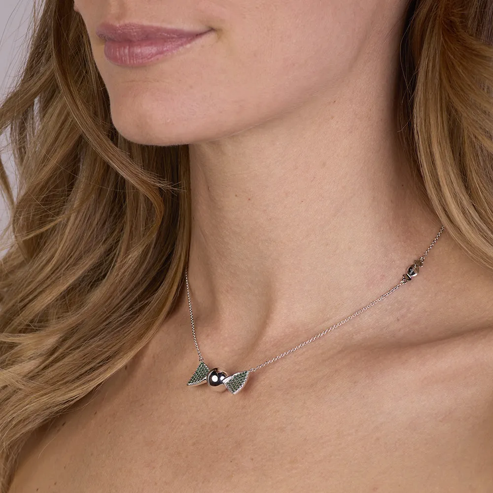 SINICO Chicca Cocoa Easy Green collana argento zirconia verdi