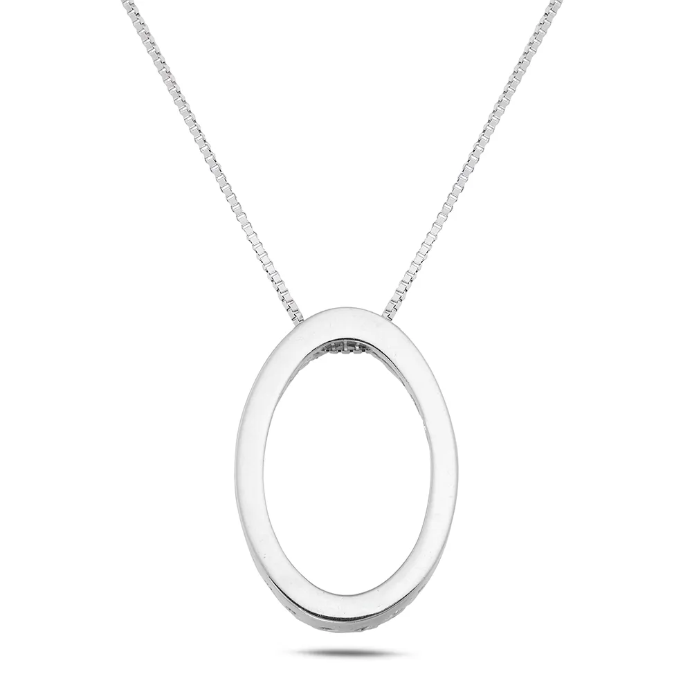 SINICO Letters collana lettera grande O in oro bianco con diamanti
