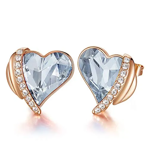 CDE Orecchini Bottone Cuore Oro Rosa Placcato 18 Kt
