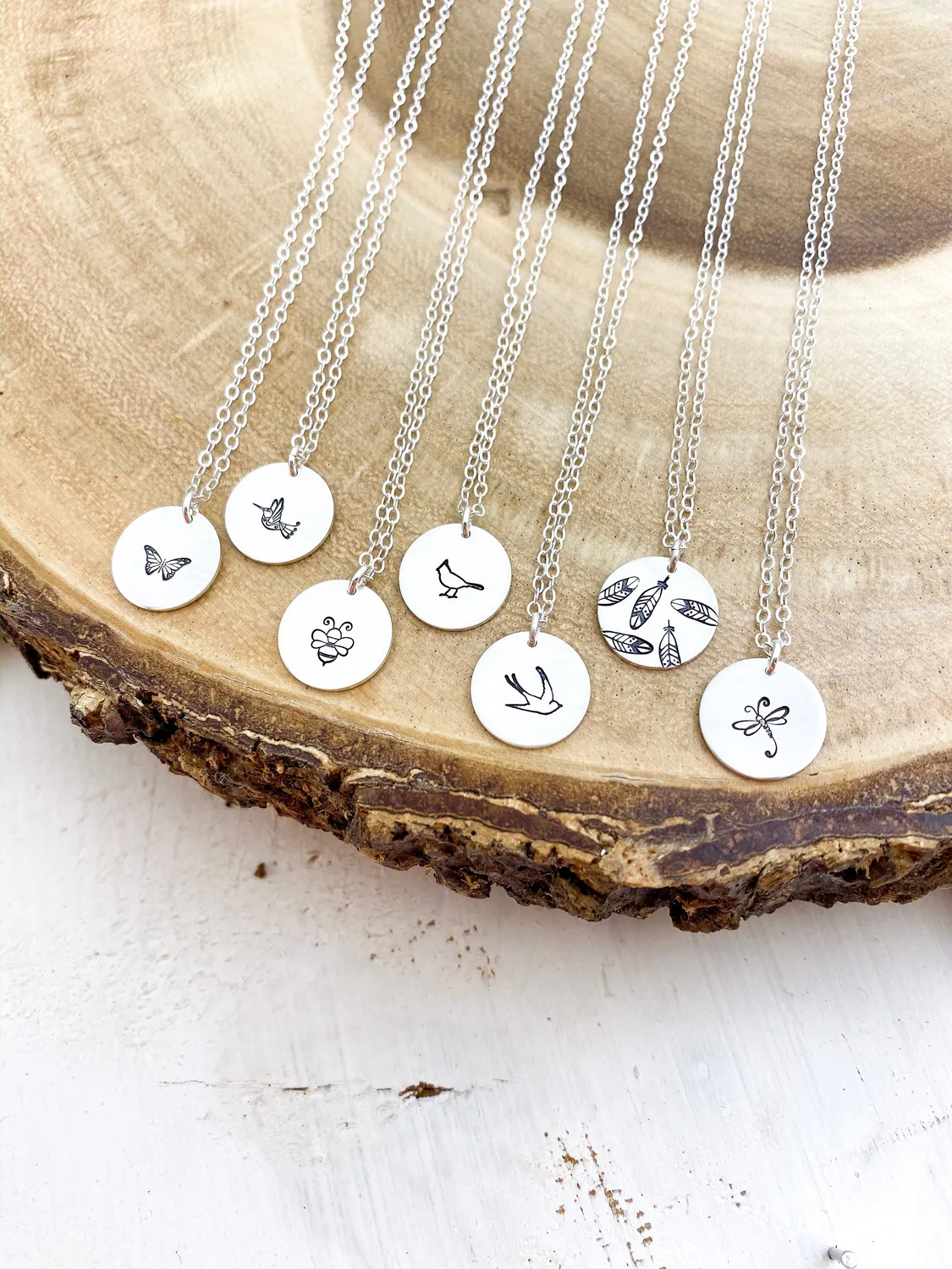 WordsByHeartCo A La Carte Ciondolo Disco 1/2 Argento 925 Inciso