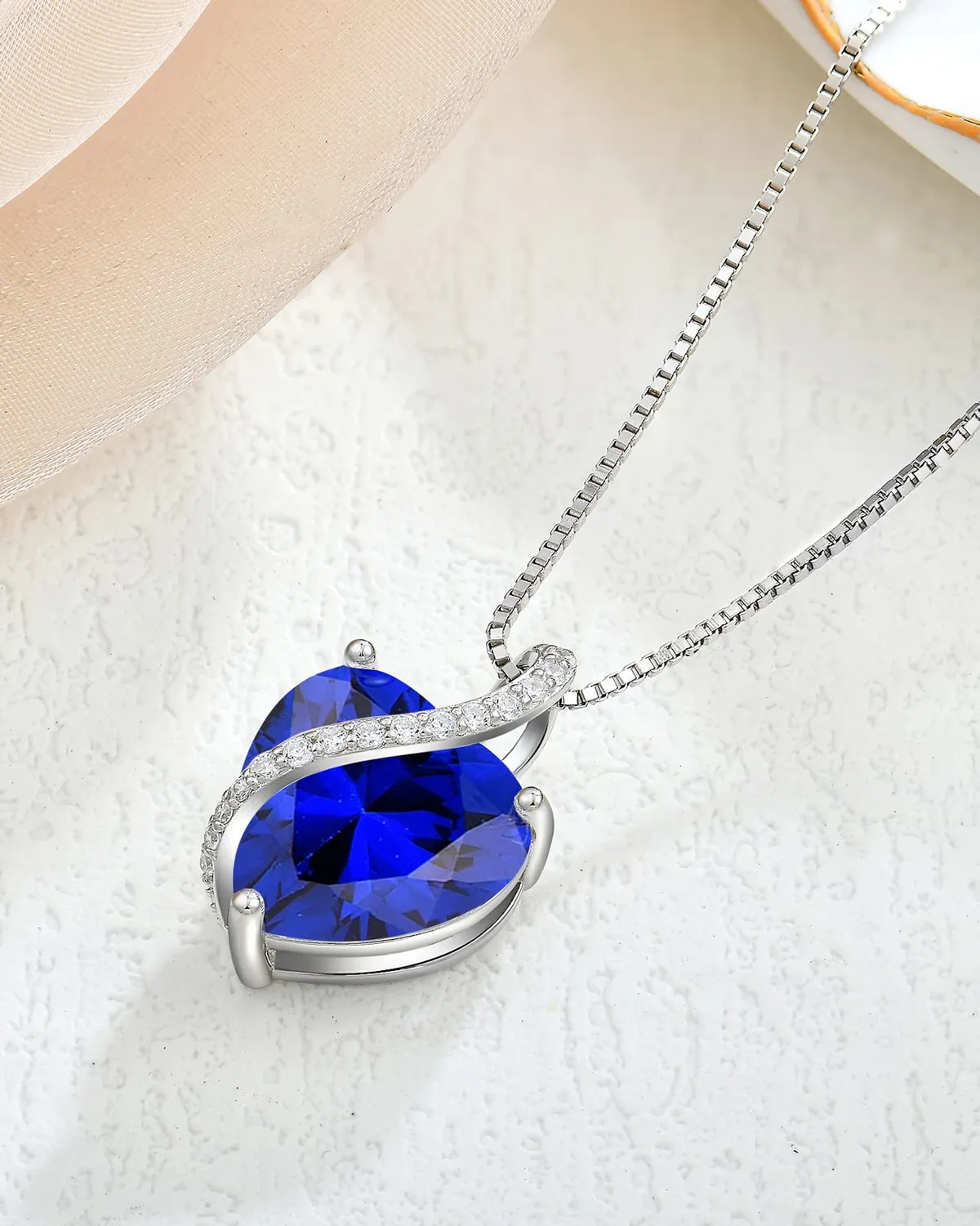 YL Cuore collana argento 925 zaffiro settembre