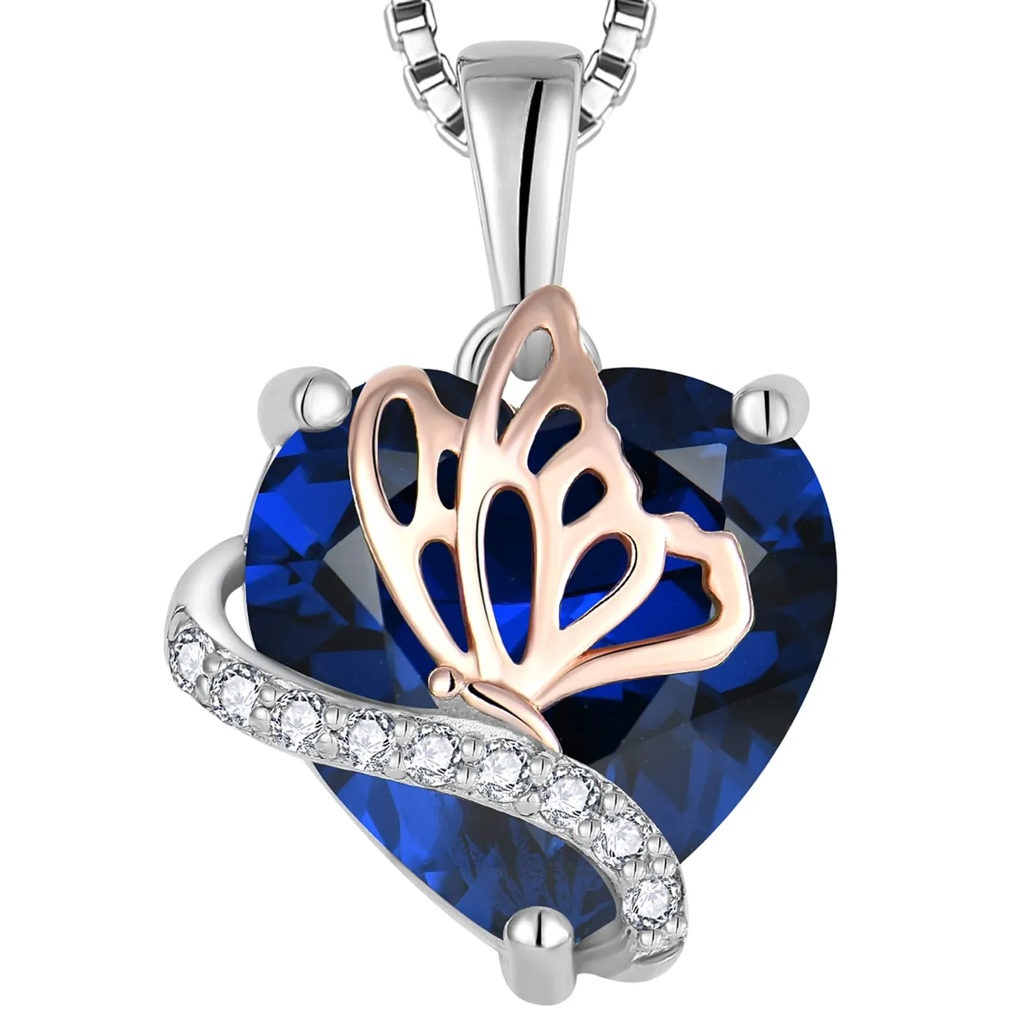 YL Farfalla Cuore collana argento 925 rubino luglio