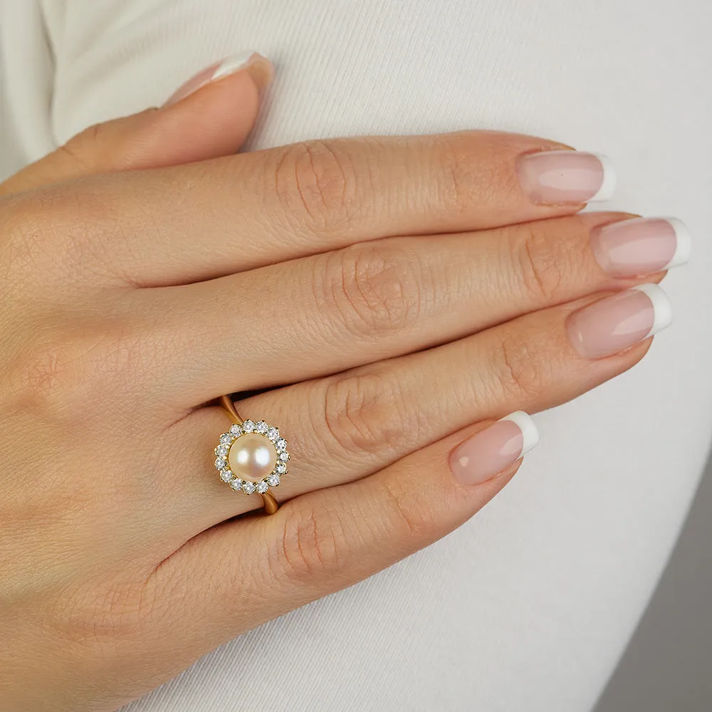 Sinico Perle anello oro giallo perla zirconia 13