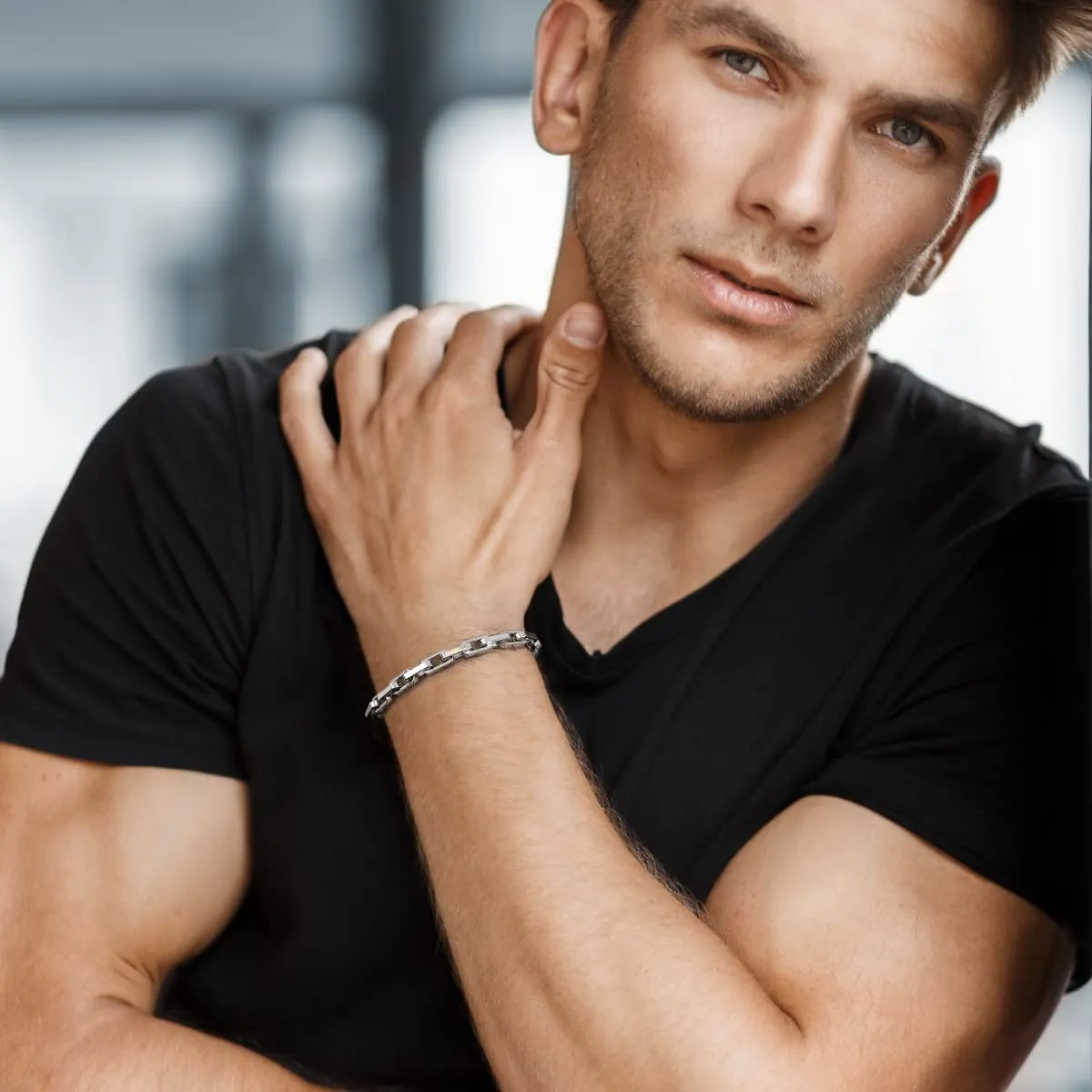 CDE bracciale uomo acciaio maglie ovali
