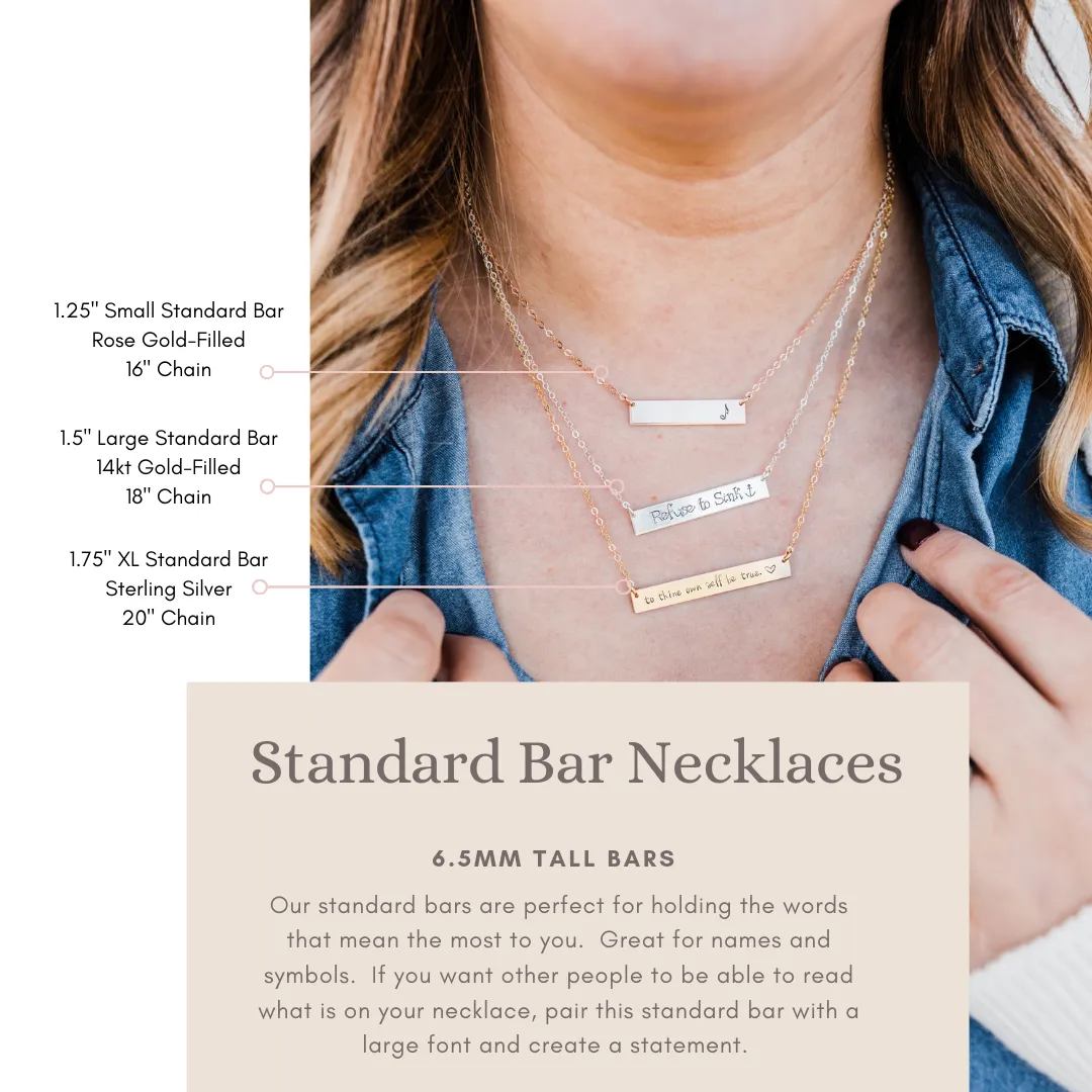 WordsByHeartCo Personalized Bar Collana argento small 16" incisa