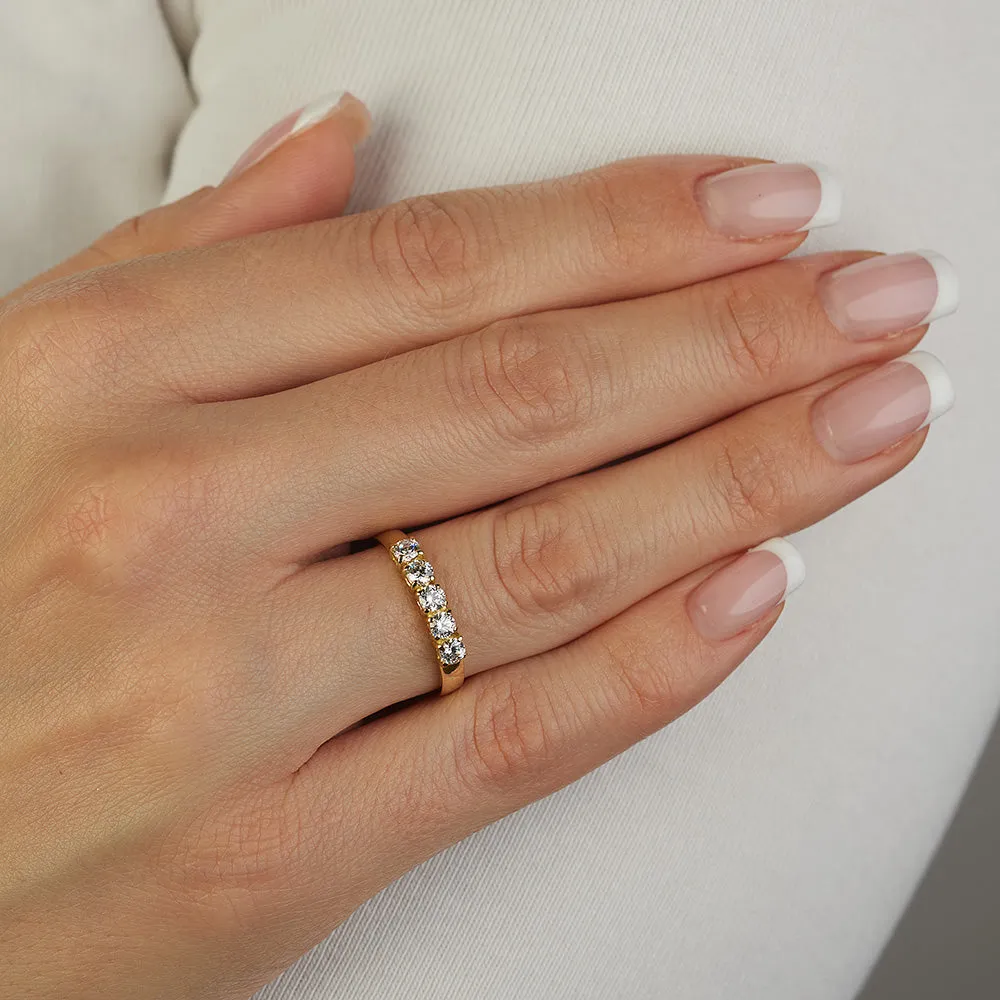 Sinico Rivière anello oro giallo 5 pietre bianche