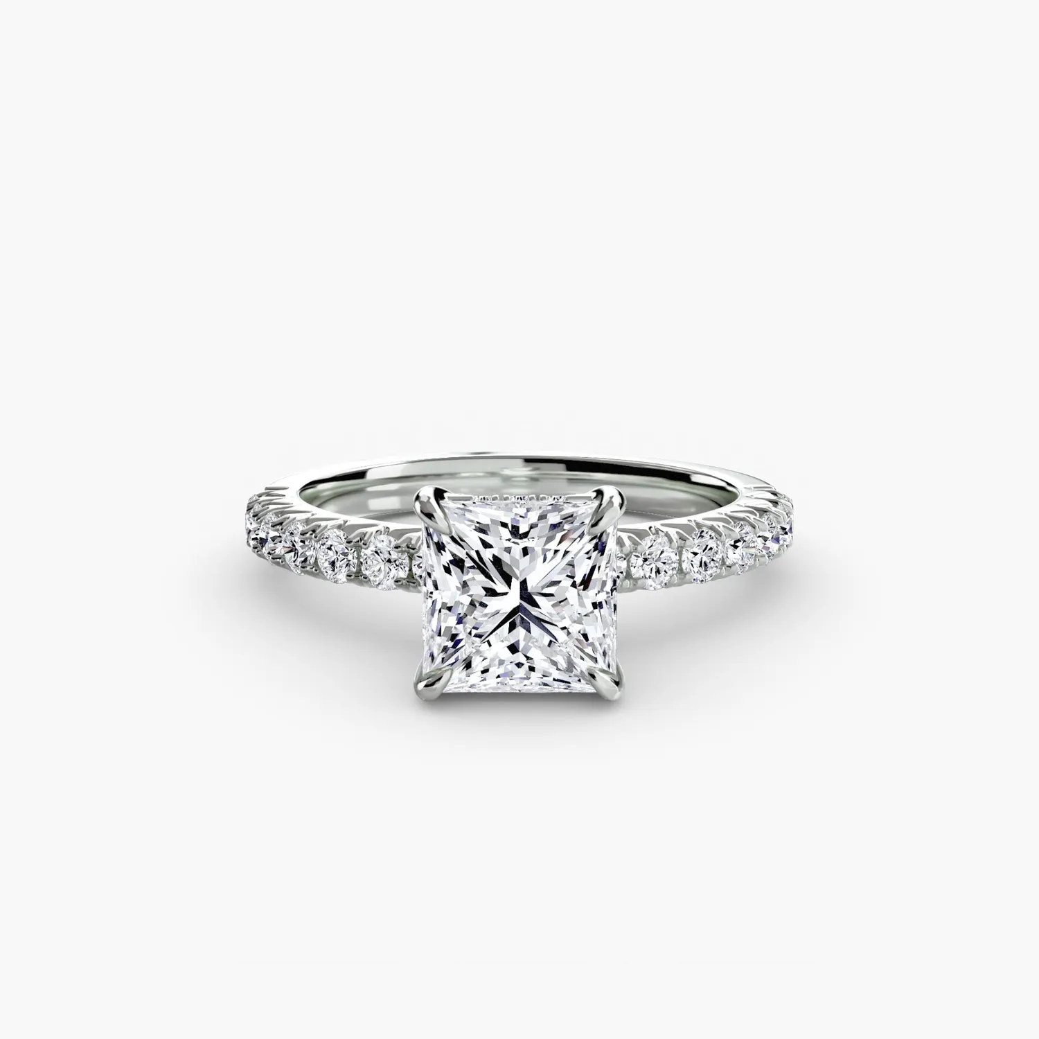 Sinico Solitaire Pavé 6 anello oro bianco 18kt tondo