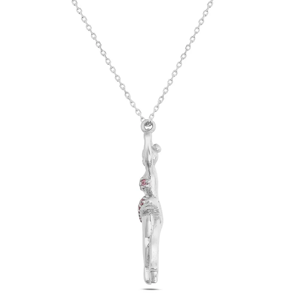 Sinico Dance ballerina grande collana oro bianco zirconia rosa