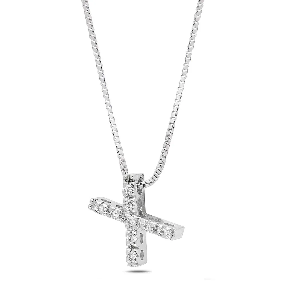 Sinico Letters collana lettera X oro bianco diamanti 42 cm