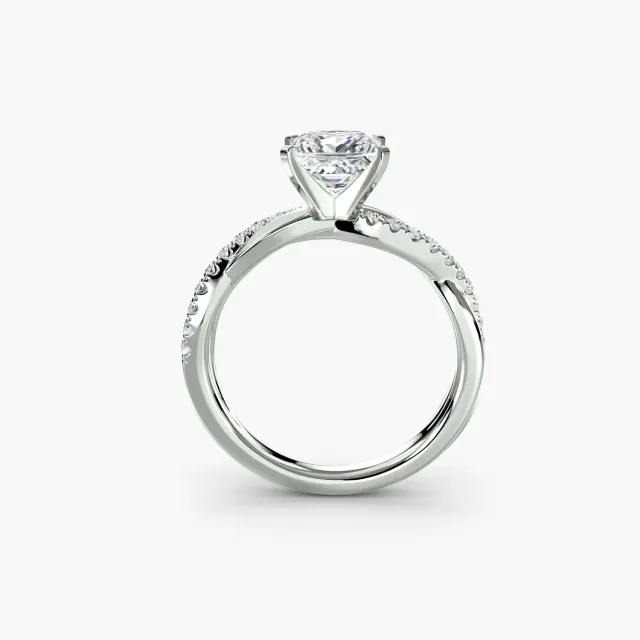 Sinico Emerald Twist Pavé anello oro bianco 14Kt