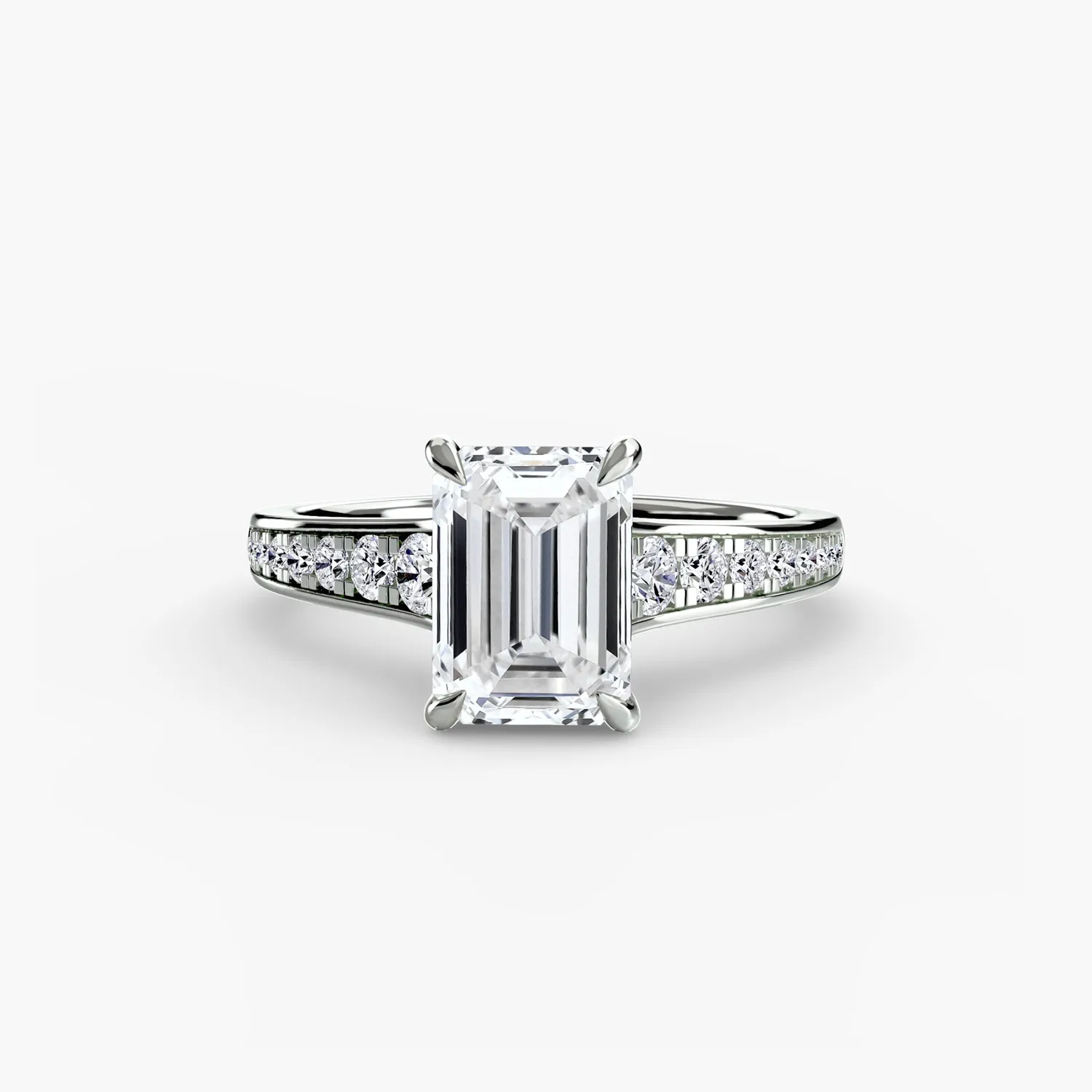 Sinico Solitaire Pave 7 anello oro bianco 14Kt pavé