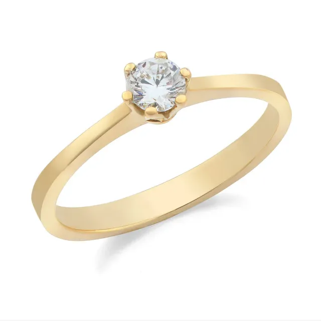 Sinico Solitario Classico 6 Punte Anello oro giallo zirconia