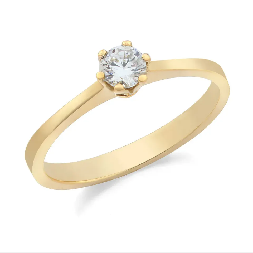 Sinico Solitario Classico 6 Punte Anello oro giallo zirconia