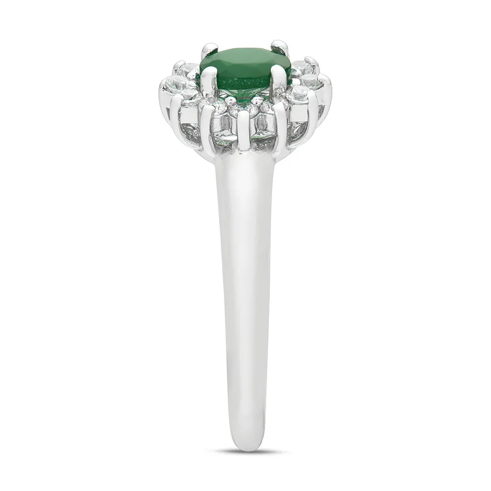 Sinico Kate mini anello oro bianco agata verde