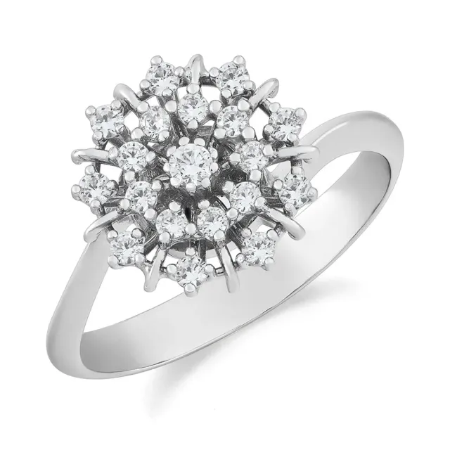 Sinico Classic anello fiocco neve oro bianco 18Kt zirconi
