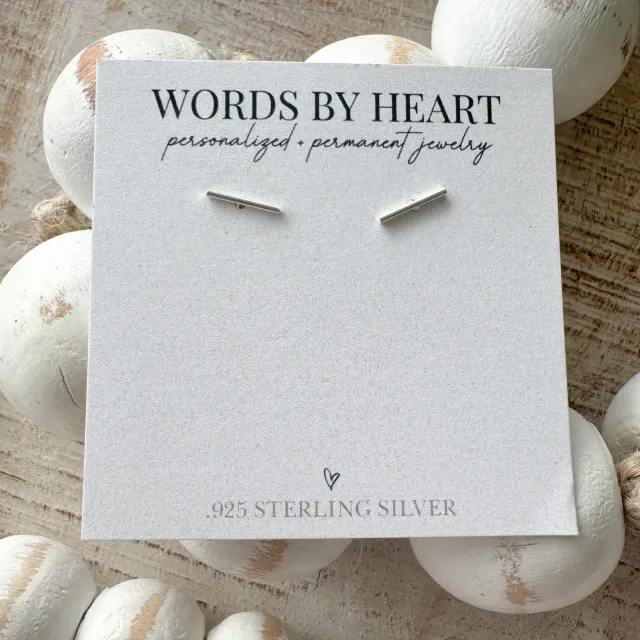 WordsByHeartCo Simple Bar orecchini barretta argento 925 10 mm