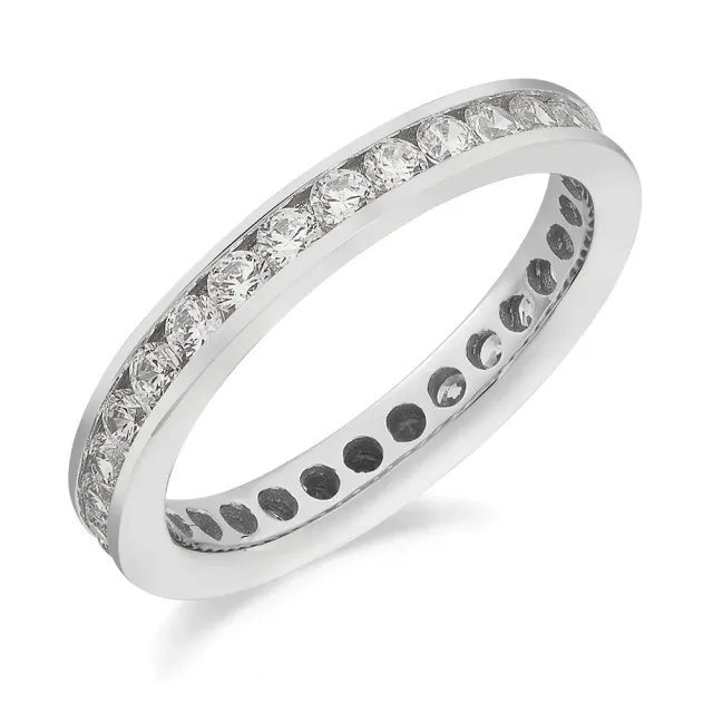 Sinico Eternity Binario anello oro bianco zirconi bianchi