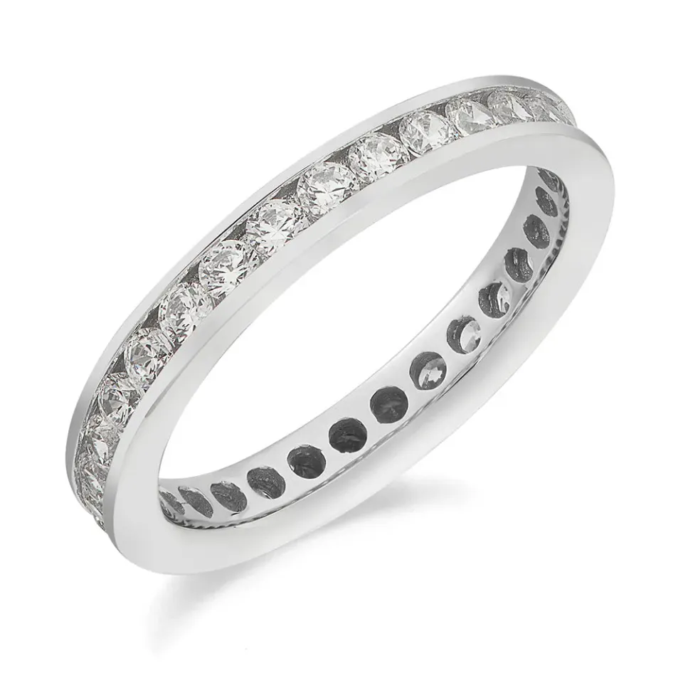 Sinico Eternity Binario anello oro bianco zirconi bianchi