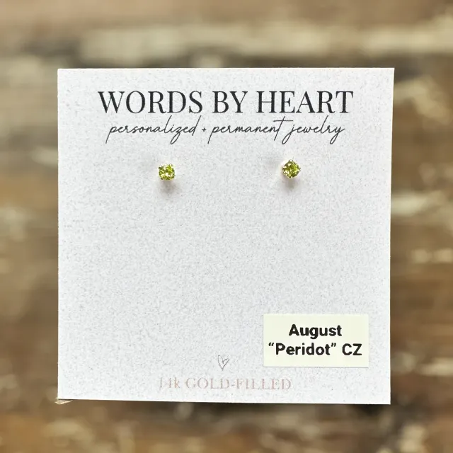 WordsByHeartCo Birthstone 3mm Orecchini argento aprile