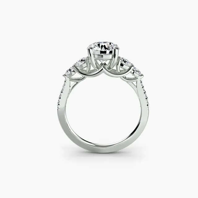 Sinico Five Stone Pavé anello oro bianco 18Kt