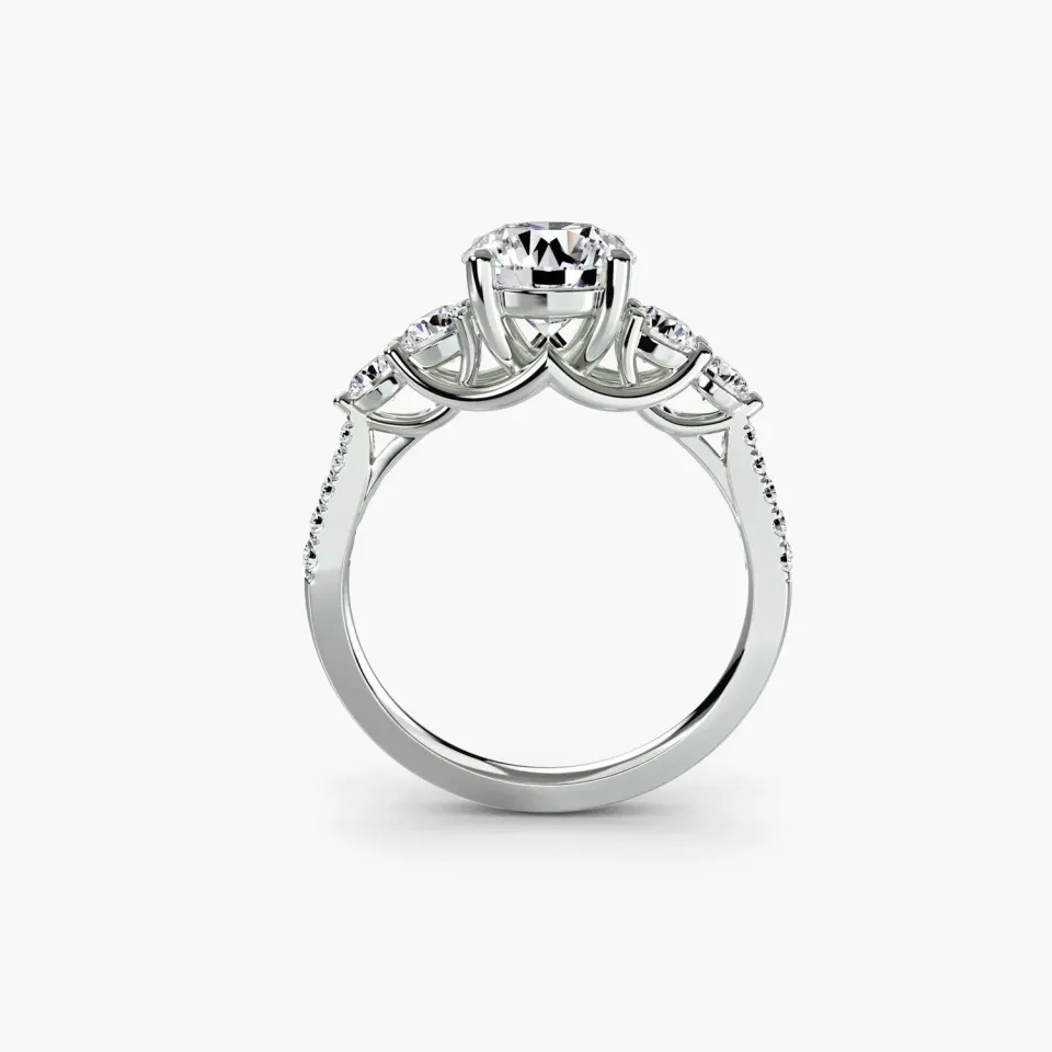 Sinico Five Stone Pavé anello oro bianco 18Kt