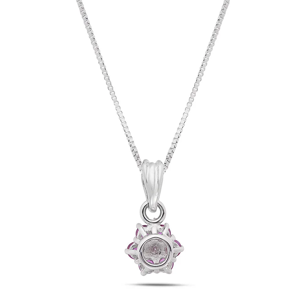 Sinico Flowers Fiore Piccolo Collana oro bianco rubini