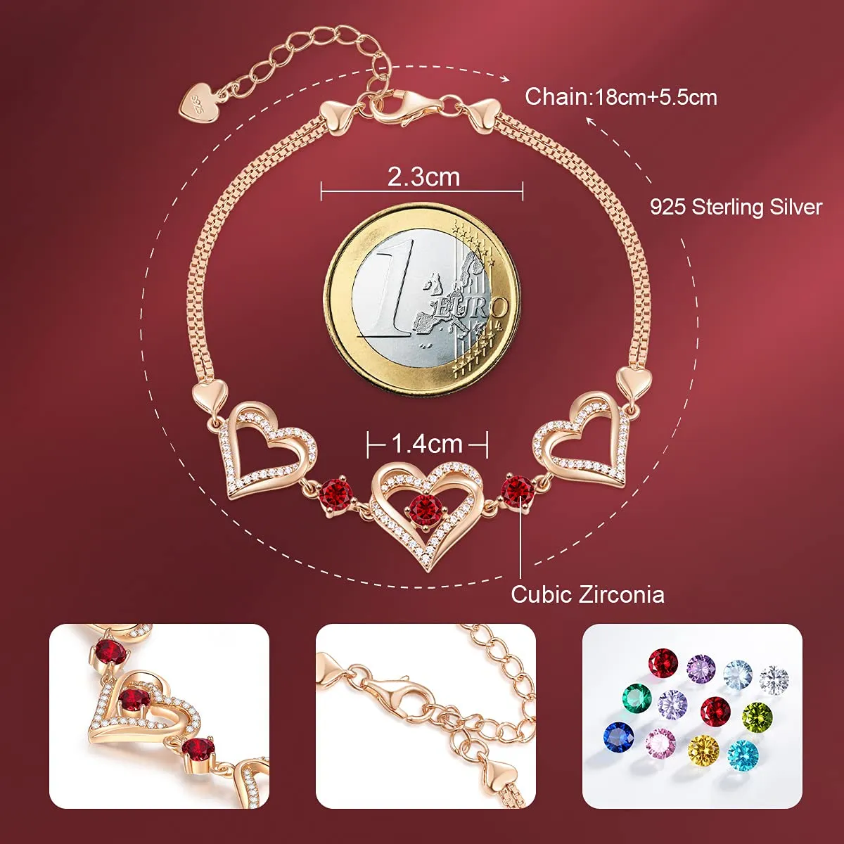 CDE Dolce Bracciale Argento 925 Cuore Mamma Moglie Regalo
